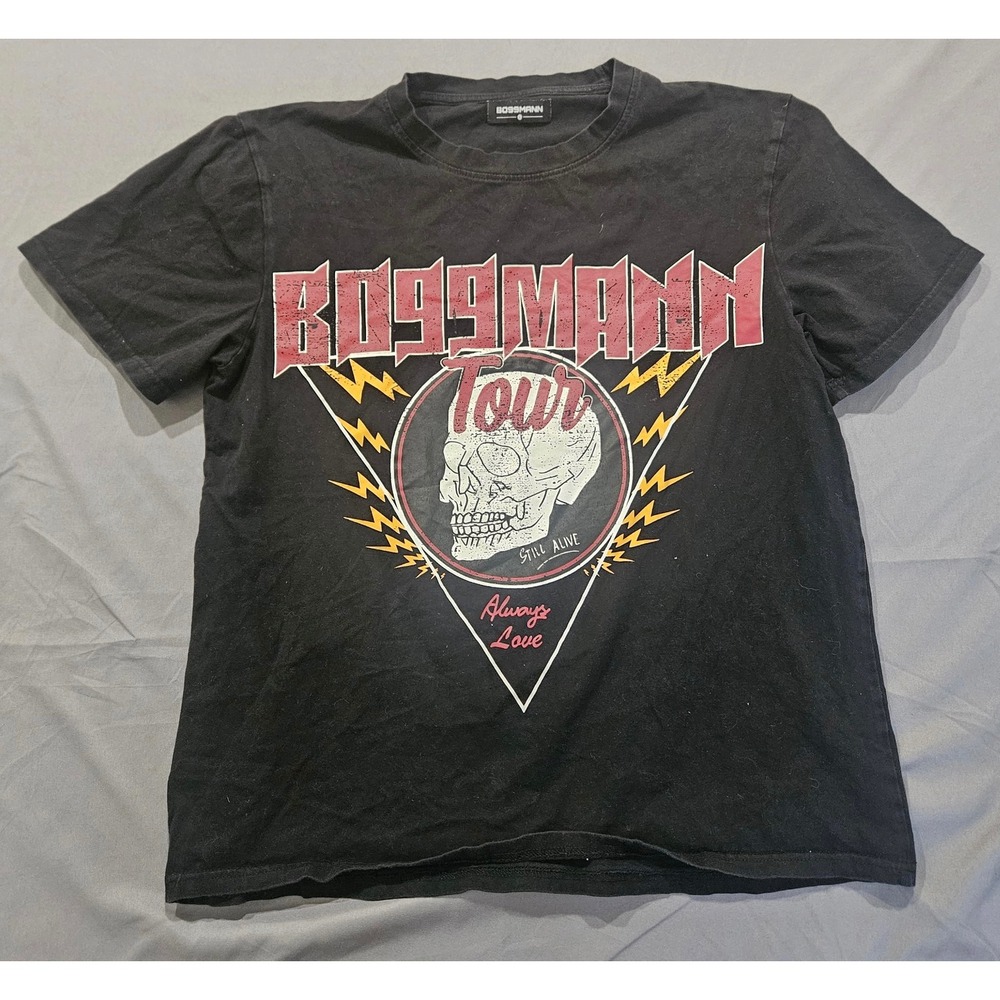 Bossmann Tour T-Shirt Mens Large Black Skull Lightning Bolt Graphic